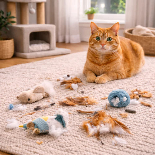 Que faire si ton chat détruit tous ses jouets ?