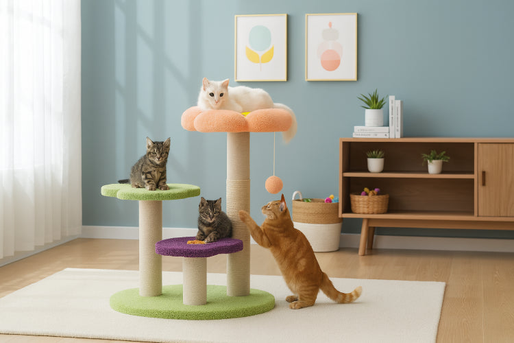 Arbre à chat fleur poteaux