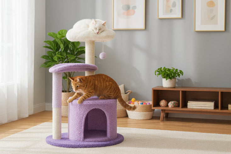 Arbres à chats violet blanc