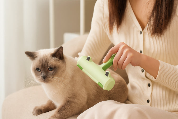 Brosse épilation chat mains