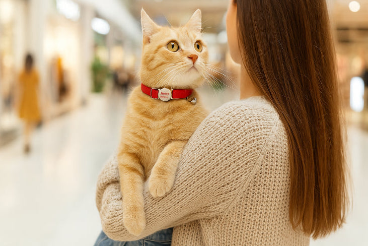 Collier chat cuir personnalisé dos