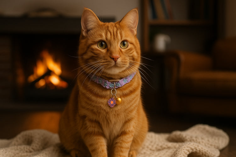Collier pour chat fleur violet