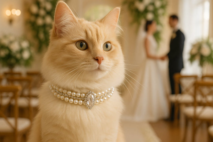 Collier pour chat strass mariage