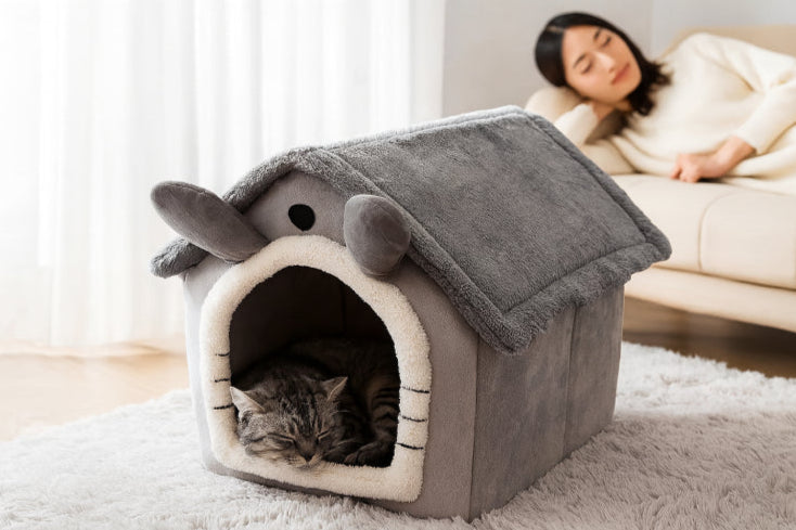 Couchage maison chat fille