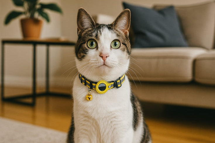 Médaille chat GPS jaune noir