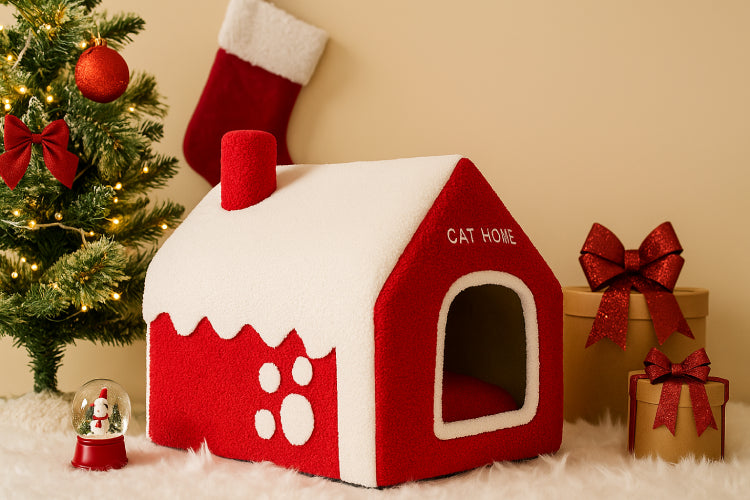 Niche de noël chat cadeaux