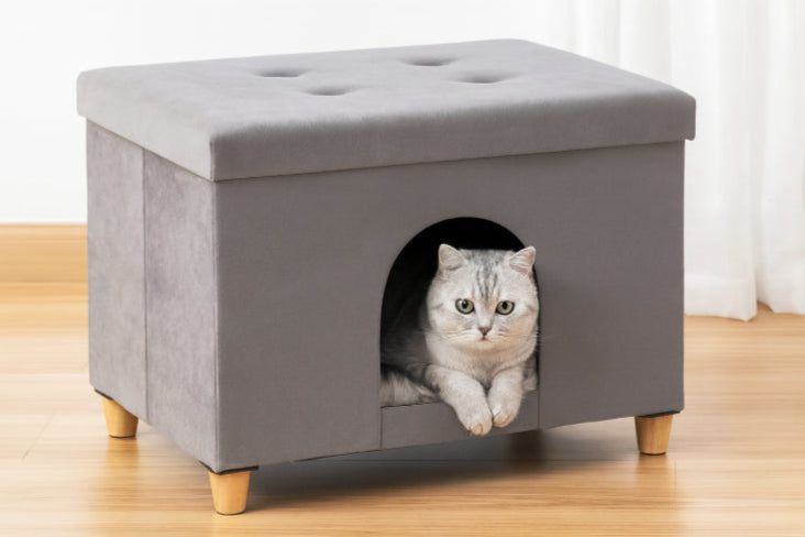 Niche tabouret pour chat chat gris