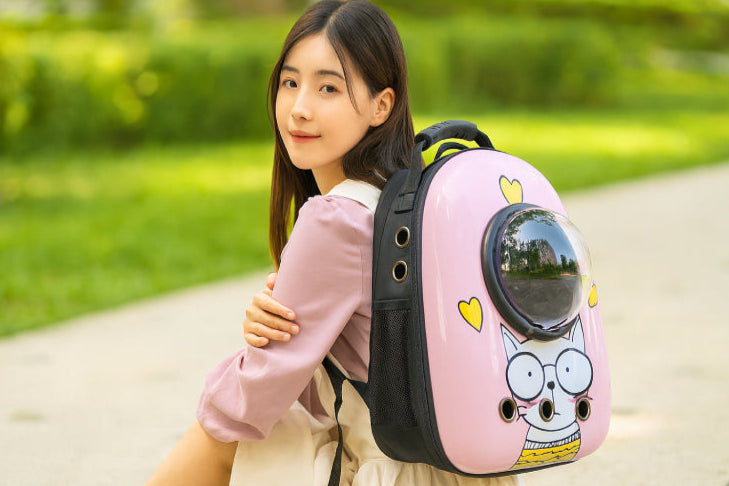 Sac à dos manga pour chat rose bulle