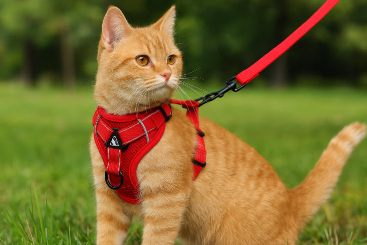 Sangle poitrine pour chat rouge noir