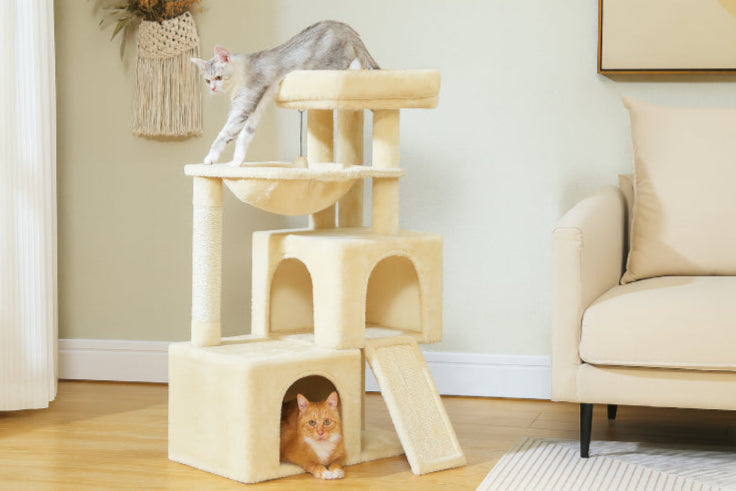 Arbre a chat noir et rouge salon