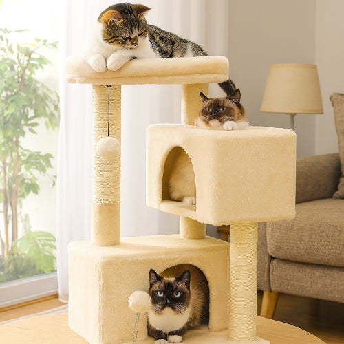 Arbre a chat noir et rouge salon kaki