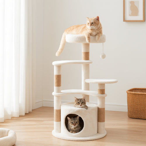 Arbre à chat blanc chats