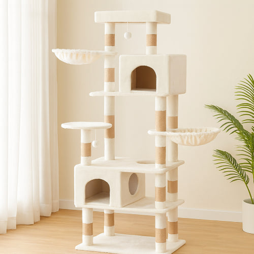 Arbre à chat blanc salon 