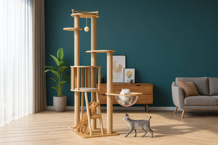 Arbre à chat bois salon  