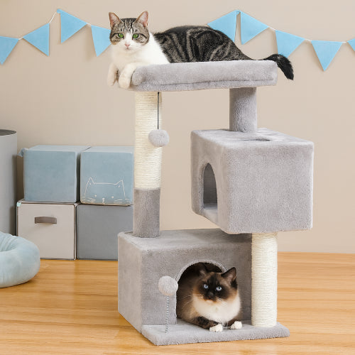 Arbre à chat femelle gris peluche