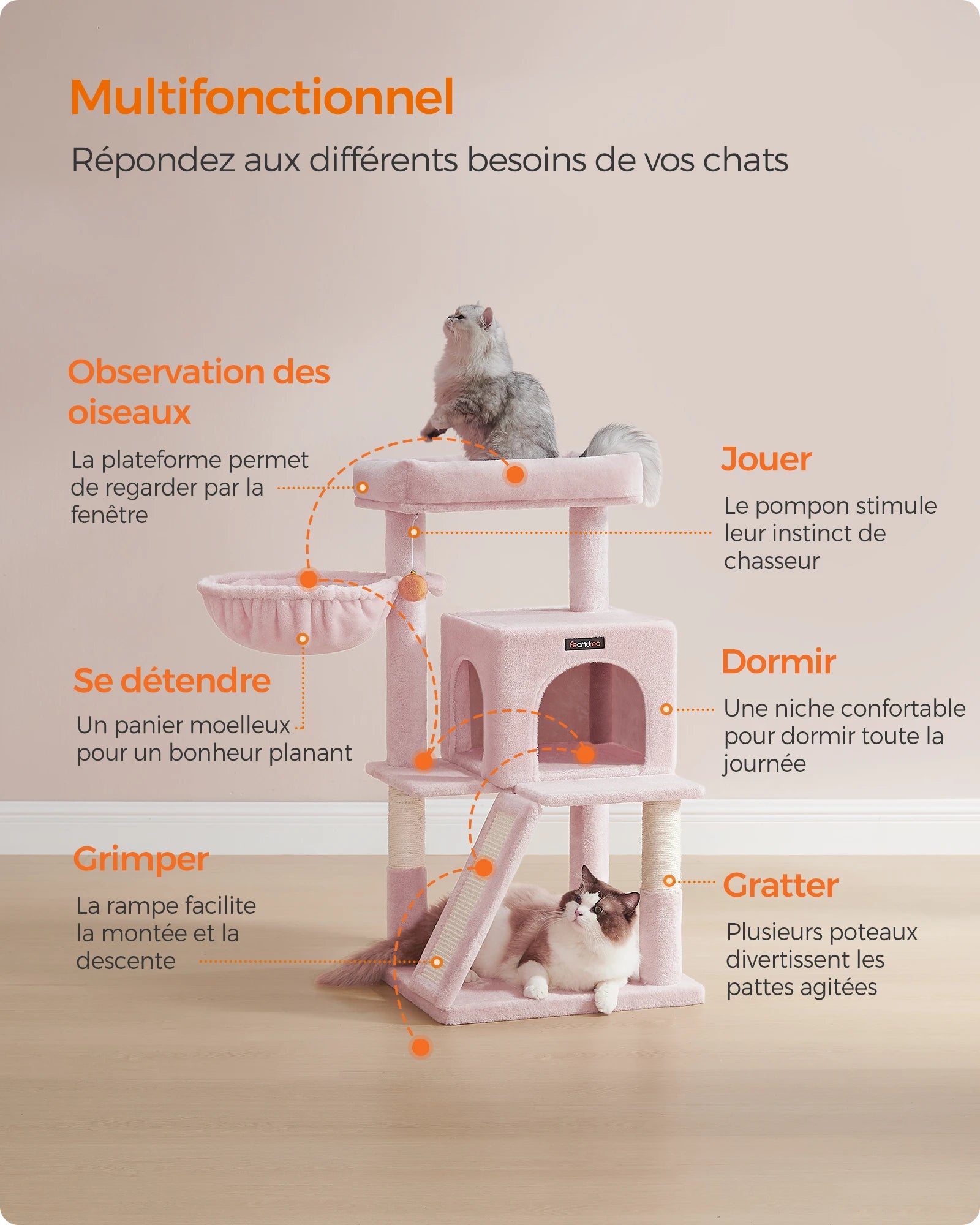 Arbre à chat rose claire - ChatMour