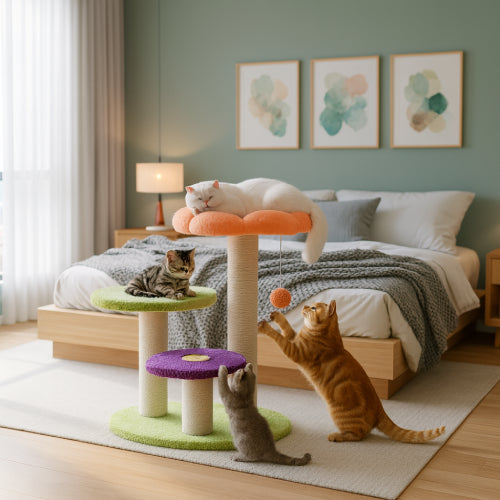 Arbre à chat fleur lit 