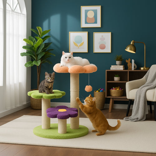 Arbre à chat fleur violet 