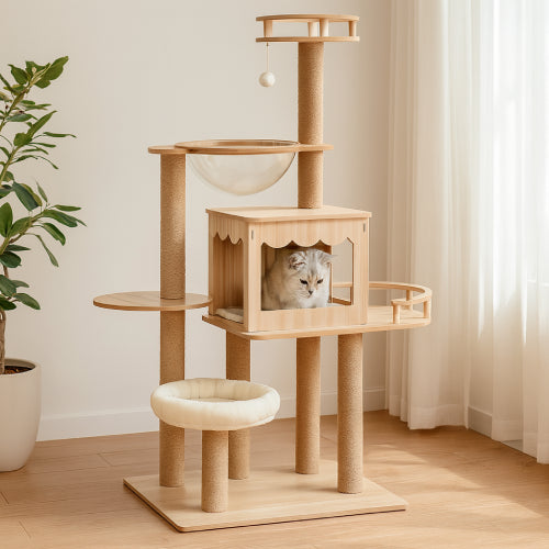 Arbre à chat gros chat  bois