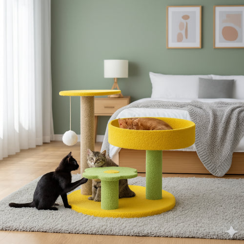 Arbre à chat maison lit 