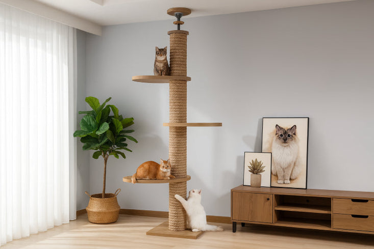 Arbre à chat plafond chats 