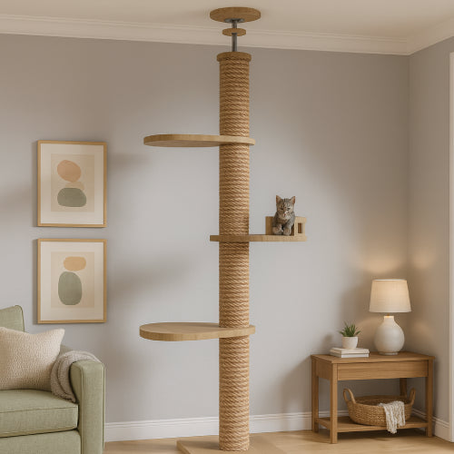 Arbre à chat plafond salon 