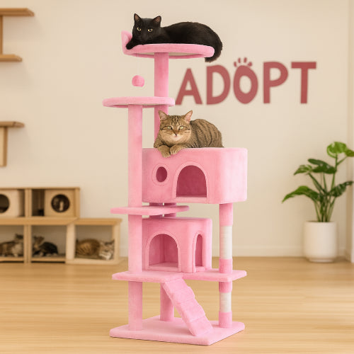 Arbre à chat rose chats