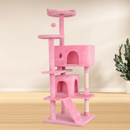 Arbre à chat rose peluche 