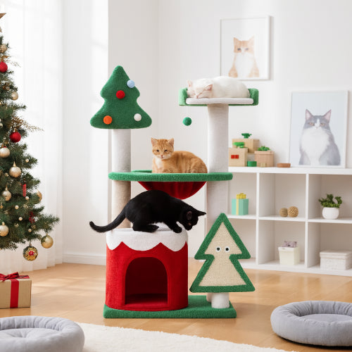 Arbre à chat sapin de noël coussins 