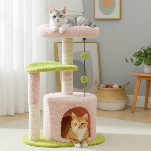 Arbres à chats rose vert 