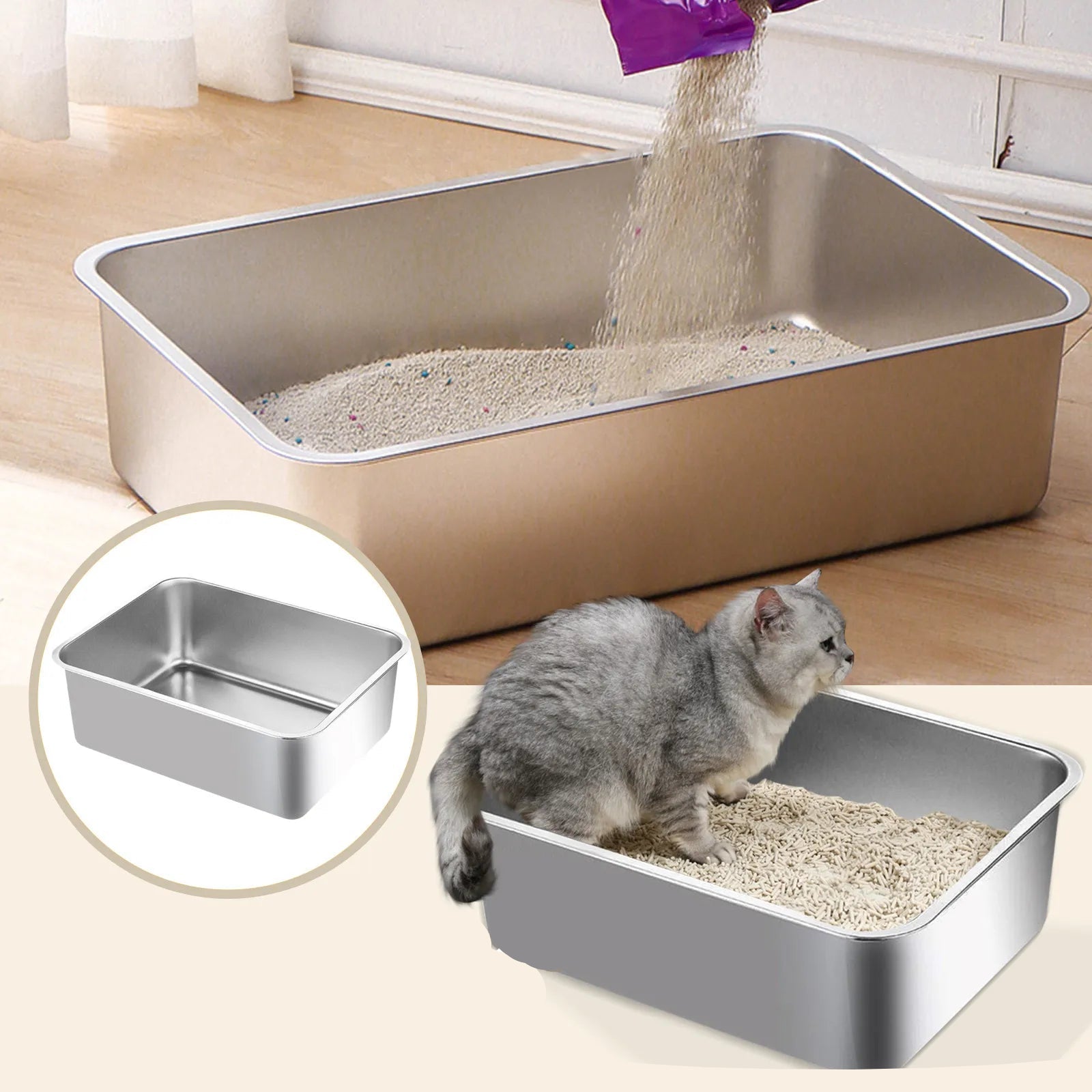 Bac à litière en inox - ChatMour