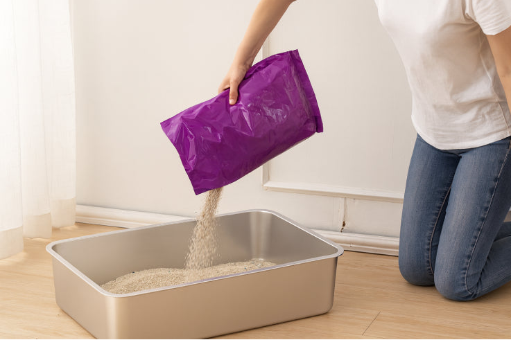 Bac à litière en inox sac