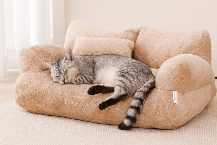 Chaise lit à gratter pour chat peluche kaki