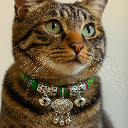 Clochette collier chat cou vert