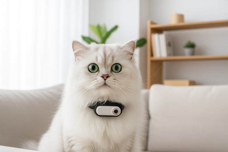Collier camera pour chat canapé 