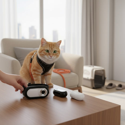 Collier camera pour chat main 