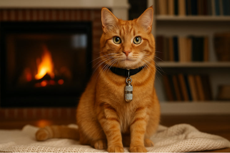 Collier chat adresse noir