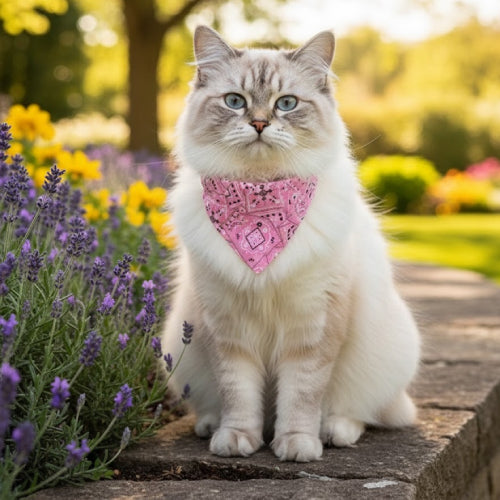 Collier chat bandana lavande 
