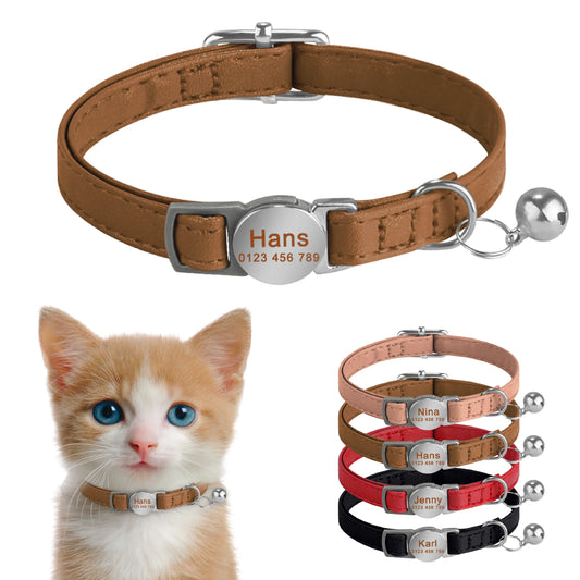 Collier chat cuir personnalisé - ChatMour