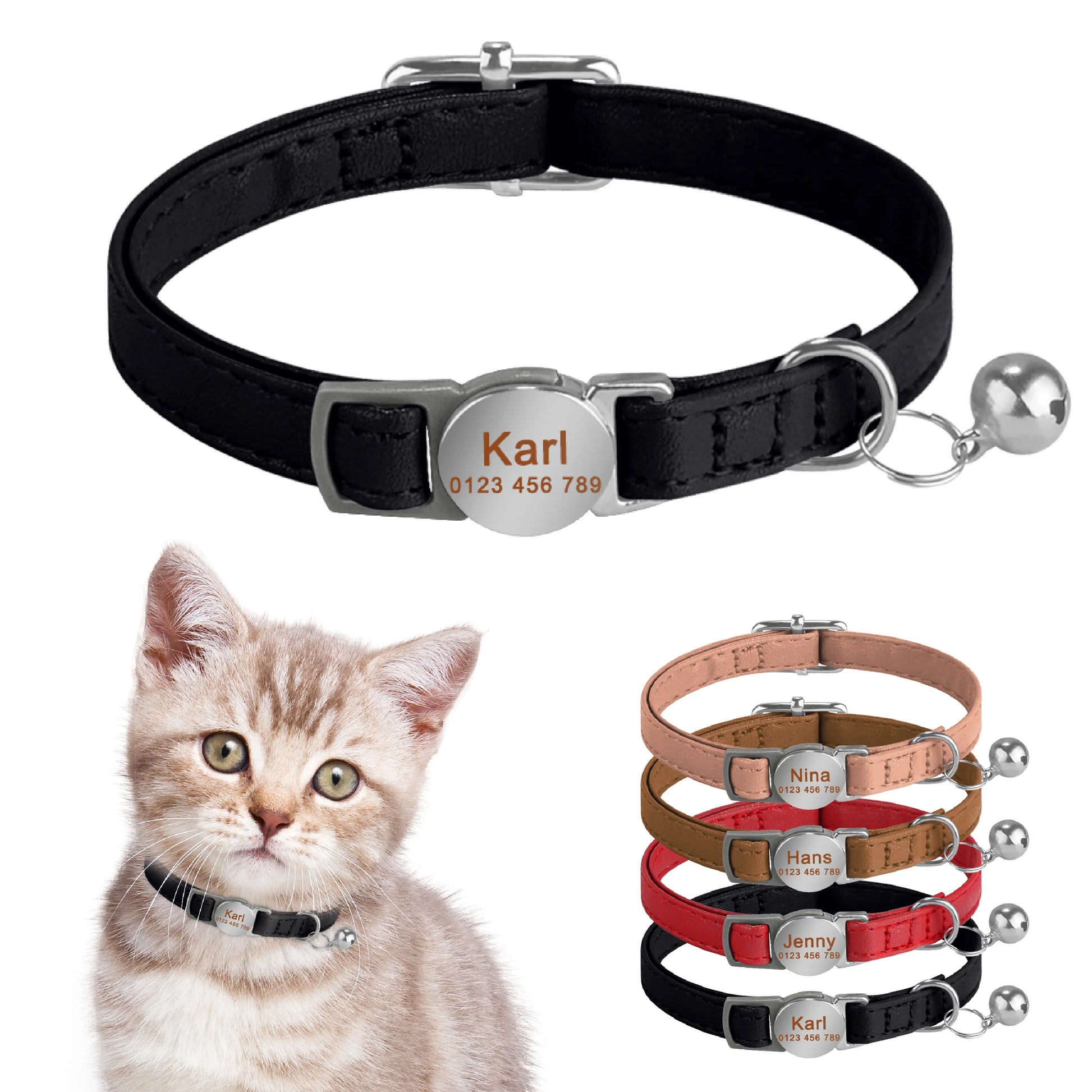 Collier chat cuir personnalisé - ChatMour