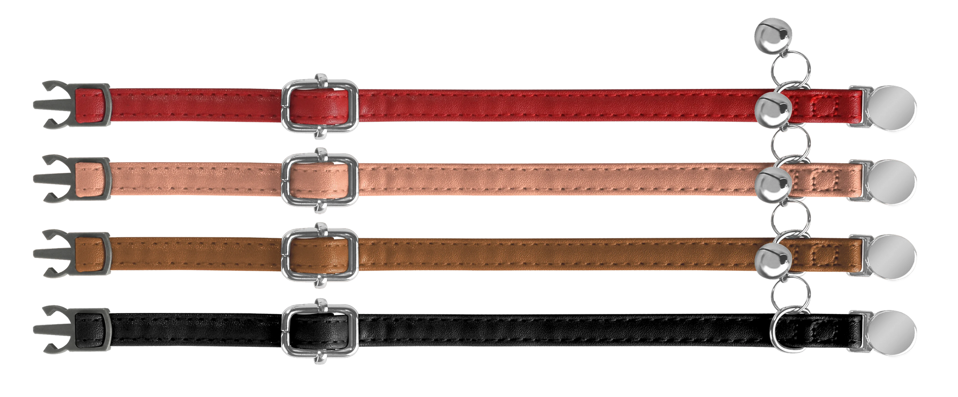 Collier chat cuir personnalisé cloche argenté