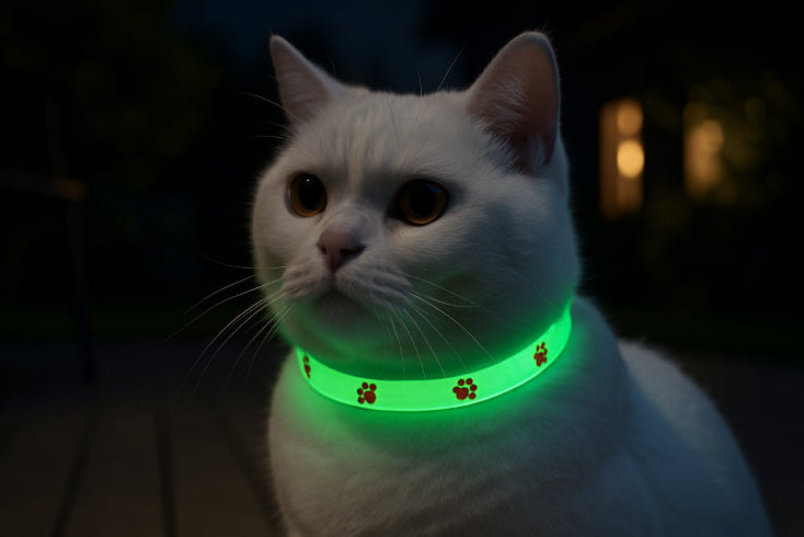 Collier chat lumineux nuit