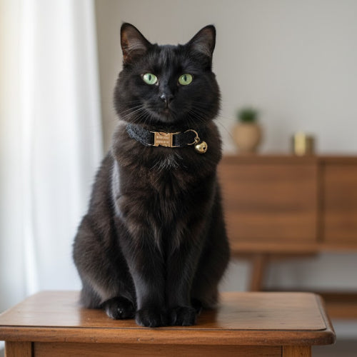 Collier chat personnalisable dentelle noir 