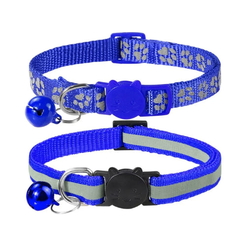 Collier chat  réfléchissant bleu clair 