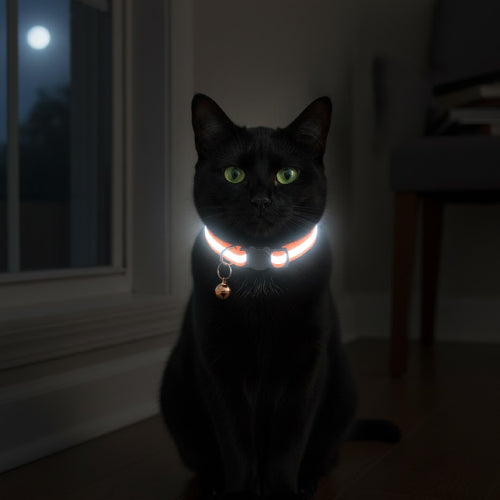 Collier chat  réfléchissant bleu clair 