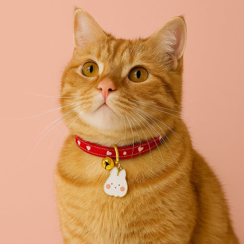 Collier chat rouge cœur  cou 