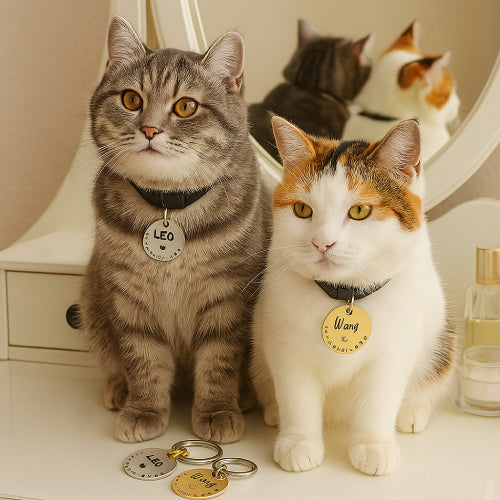 Collier et médaille chat LEO 