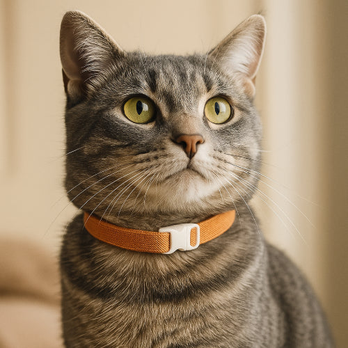 Collier élastique pour chat  orange cou 