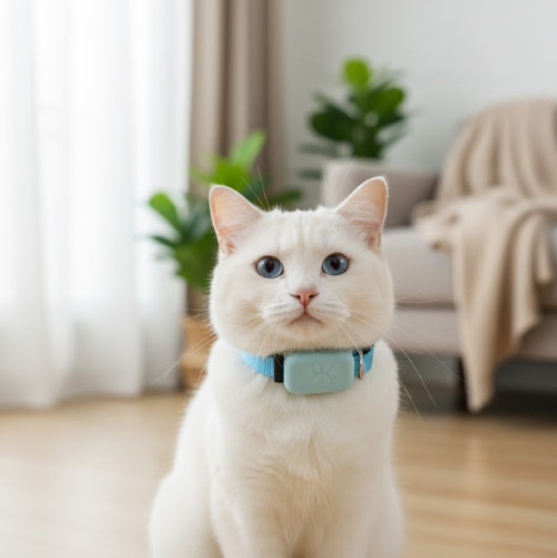 Collier localisation chat  cou bleu 