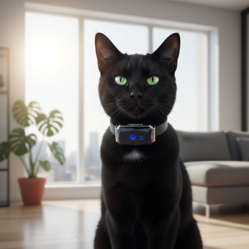Collier pour chat géolocalisable étanche noir  